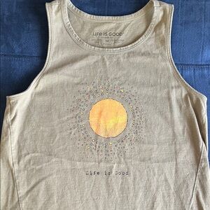 Life Is Good Women’s Green Tank Top with Sun Design